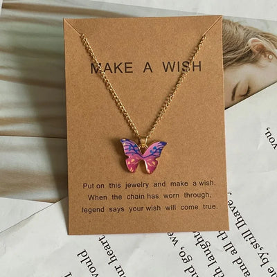 Fashion Romantic Butterfly Necklace for Women Girl Blue White Orange Color Animial Design Choker Neck