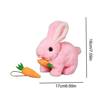 Cute Electric Rabbit Interactive Plush Toys Bunny With Carrot Walking Wiggle Ears Tail Wag With Sound Stuffed Doll Birthday Gift