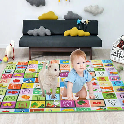 DOUBLE-SIDED BABY PLAY MAT – EDUCATIONAL FOAM CRAWLING CARPET FOR KIDS, INFANT ACTIVITY GYM FLOOR RUG TOY