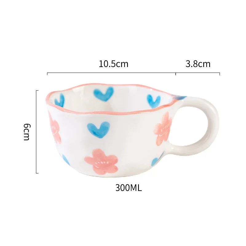 Ceramic Mug with Rabbit Handle Spoon Hand-shaped Irregular Coffee Milk Tea Cup Breakfast Oatmeal Cup Drinkware Kitchen Cup