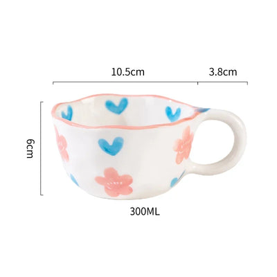 Ceramic Mug with Rabbit Handle Spoon Hand-shaped Irregular Coffee Milk Tea Cup Breakfast Oatmeal Cup Drinkware Kitchen Cup
