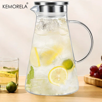 1/2Pcs Water Jug Transparent Heat-Resistant Glass Cold Water Kettle And Cups Water Pot With Handle Large Capacity Household Jug