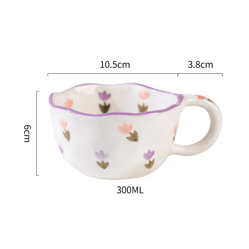 Ceramic Mug with Rabbit Handle Spoon Hand-shaped Irregular Coffee Milk Tea Cup Breakfast Oatmeal Cup Drinkware Kitchen Cup