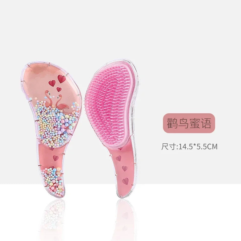 1 Pc New Cute Hair dressing Comb for Kids Anti-knot Massage Flowing Bead Hair Brush Children Girls Dress Up Makeups Toy Gifts