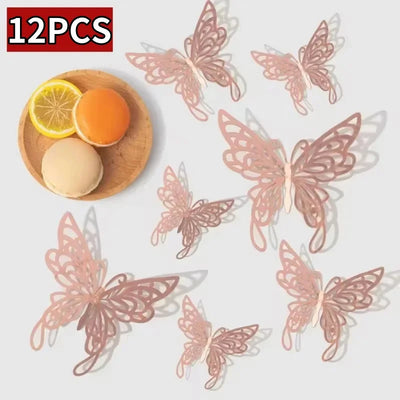 12/48Pcs Fashion 3D Butterfly Creative DIY  Wall Sticker Modern Wall Art Home Bedroom Room Decorative Butterflies  DIY Gift