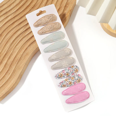 10Pcs/Lot Fresh Print Cotton Alloy Hair Clips for Kids Fabric Plaid BB Hairpins Girl Hairgripe Headwear Baby Hair Accessories