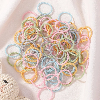 100Pcs/bag Girls Colorful Hair Bands Set Nylon Elastic Rubber Band Baby Ponytail Holder Scrunchies Kids Hair Accessories