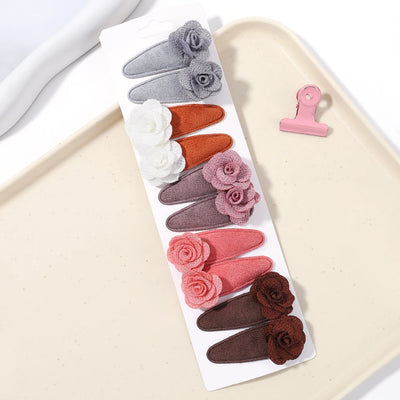 10Pcs/Lot Fresh Print Cotton Alloy Hair Clips for Kids Fabric Plaid BB Hairpins Girl Hairgripe Headwear Baby Hair Accessories