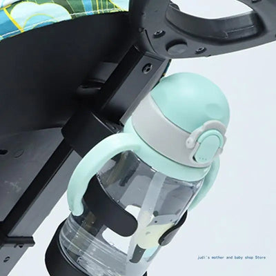 67JC UNIVERSAL STROLLER CUP HOLDER – 360° ROTATING BOTTLE HOLDER FOR WHEELCHAIR, BIKE, WALKER & STROLLER – EASY INSTALLATION, CHILD-SAFE DESIGN