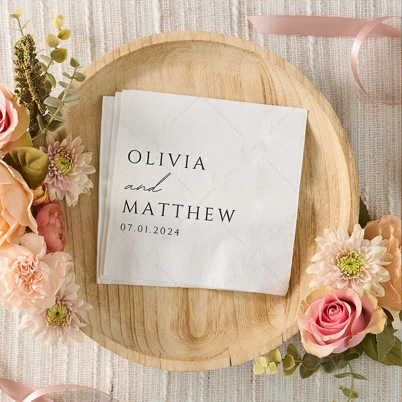 50pcs Personalized Paper Napkins for Wedding Cocktail Napkins Initials Customized Dinner Napkin Party Decor Pet Portrait Napkins