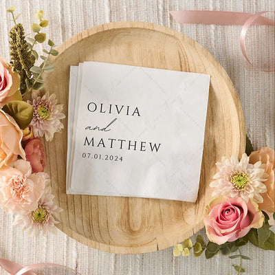 50pcs Personalized Paper Napkins for Wedding Cocktail Napkins Initials Customized Dinner Napkin Party Decor Pet Portrait Napkins