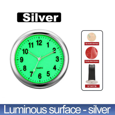 LUMINOUS MINI QUARTZ CAR CLOCK – STICK-ON DIGITAL WATCH ORNAMENT FOR AUTO INTERIOR