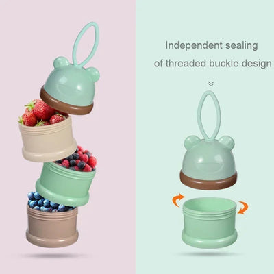 Colored Milk Powder Box Convenient and Portable Milk Powder Box Toddler 3-Tier Food Container Portion Travel Snack Container