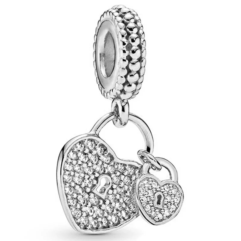 2024 New 925 Silver Plated Diamond Heart Bell Loose Charm Beads For Pandora DIY Bracelet Necklace Jewelry Accessories Gifts