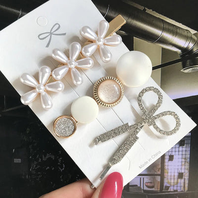 New Fashion 3/4pcs Set Pearl Hair Clip For Women Korean Hairpin Geometric Crystal Hair Barrettes Girl Hair Accessories Hairgrip