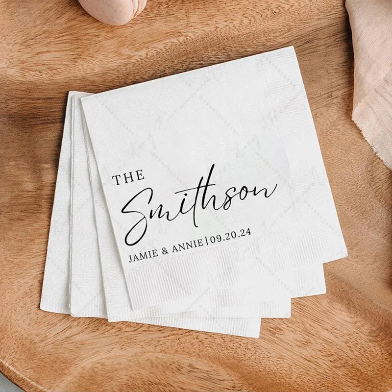 50pcs Personalized Paper Napkins for Wedding Cocktail Napkins Initials Customized Dinner Napkin Party Decor Pet Portrait Napkins