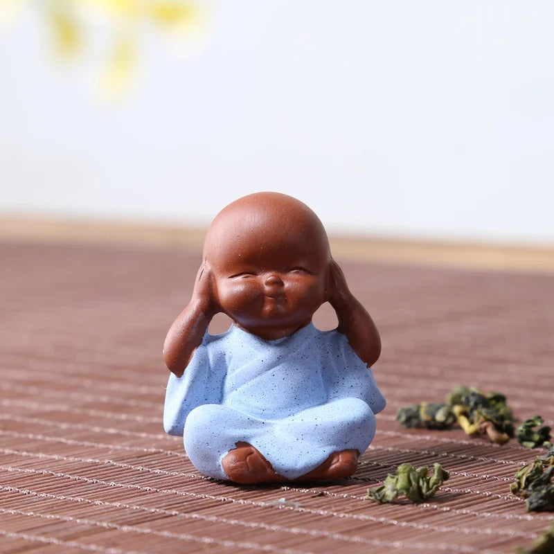 Ceramic Small Buddha Statue Ornaments Monk Figurine Home Crafts Decor Succulents Flower Pot Monk Sculptures Tea Ceremony