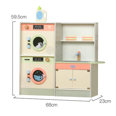 Kids pretend play kitchen toys with washing machine