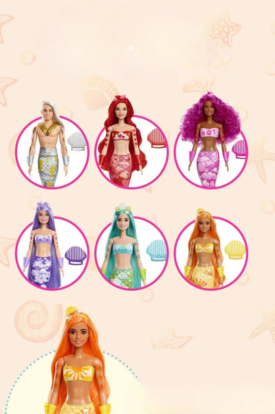 Barbie Model Surprise Change Color Blind Box Soak Toys Mermaid Girl Princess Chelsea Water Soluble Cross-dressing Play House