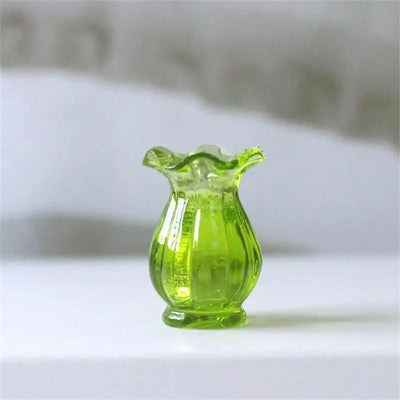 Mini Rose Ceramic Vase Handicraft Collection Miniature Model Resin Simulation Vase Desktop Mini Decor Creative Pocket Artwork
