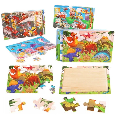 Wooden Jigsaw 3d Puzzle Kids Cartoon Animal Vehicle Puzzles Game Baby Early Learning Educational Toys parenting skill