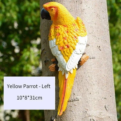 Simulation Parrot Statue Birds Wall Mounted Outdoor Garden Resin Tree Hanging Decoration Animal Sculpture Home Ornament Decor