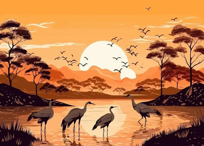 Chinese Landscape Birds Forest Mountain River Koi Carp Fish Ink Art Poster Canvas Painting Wall Art Prints Picture Home Decor