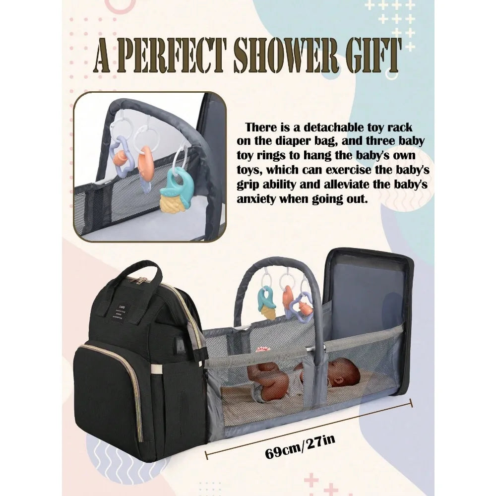 1pc Baby Diaper Bag Backpack with Changing Station, Multifunction Portable Waterproof Large CapacityTravel Baby Bags for Mom