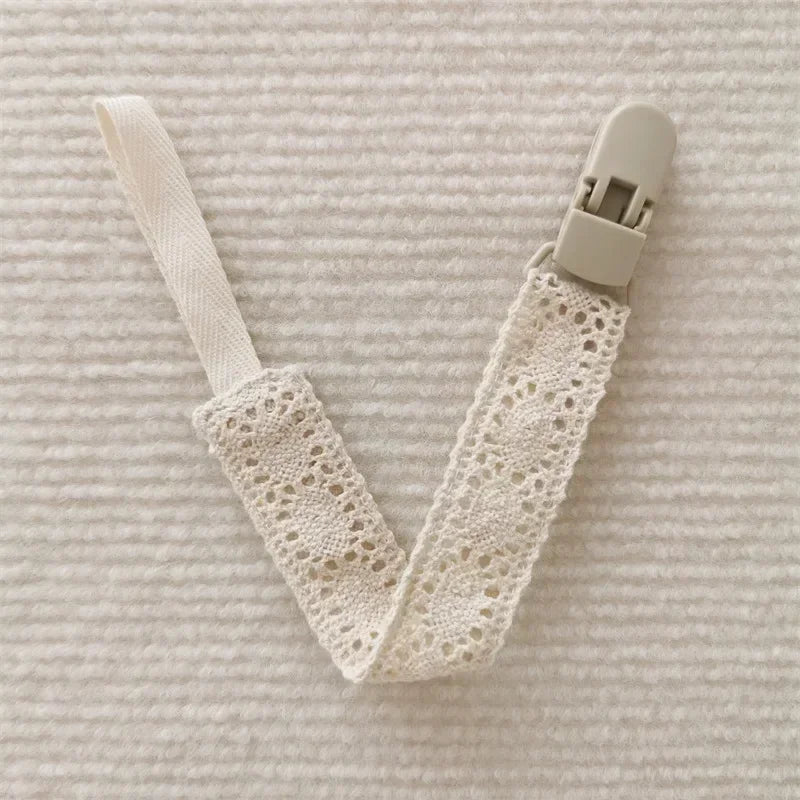 Lace Baby Pacifier Clip Chain Trendy Cloth & Plastic Pacifier Holder Teether Toy Clip for Preventing Nipple Loss