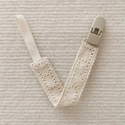Lace Baby Pacifier Clip Chain Trendy Cloth & Plastic Pacifier Holder Teether Toy Clip for Preventing Nipple Loss