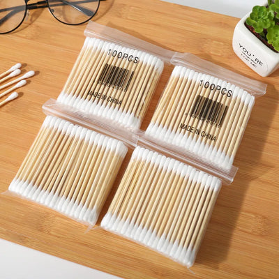 Double Head Wood Cotton Swab Women Makeup Cotton Buds Tip Wood Sticks Nose Ear Cleaning Baby Health Care Tools palos de madera