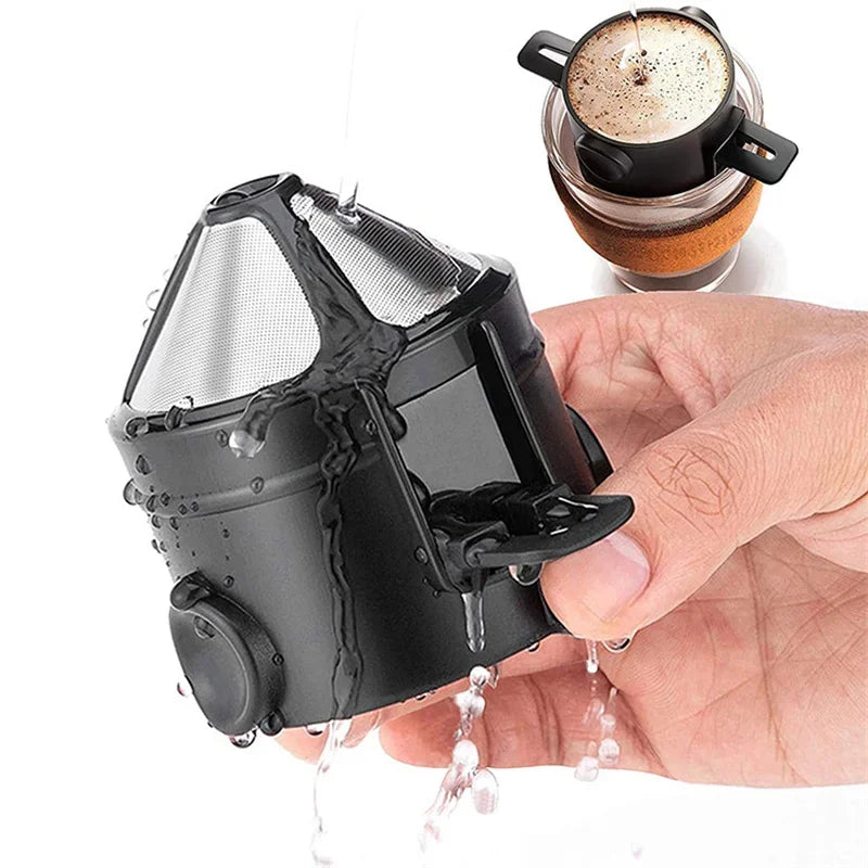 Coffee Filter Folding Hand Brewed Coffee Dripper Cone for Drip Reusable Coffee/Tea Holder Funnel Paperless Pour Over Holder