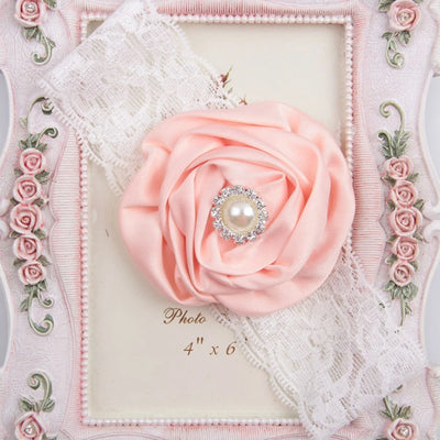 1PCS Baby Girls Rose Flower Headband with Pearl Rhinestone Center Soft Lace Bands Newborn Infant Toddler Kids Hair Accessories