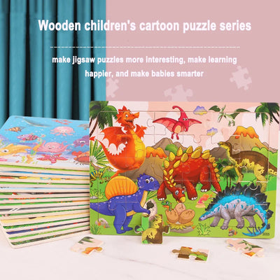 Wooden Jigsaw 3d Puzzle Kids Cartoon Animal Vehicle Puzzles Game Baby Early Learning Educational Toys parenting skill
