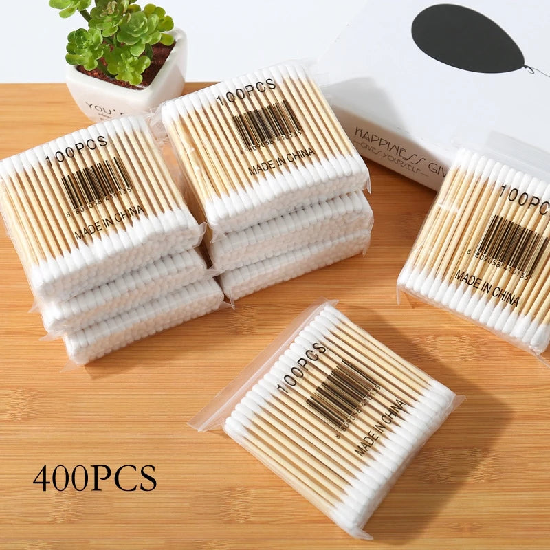 Double Head Wood Cotton Swab Women Makeup Cotton Buds Tip Wood Sticks Nose Ear Cleaning Baby Health Care Tools palos de madera