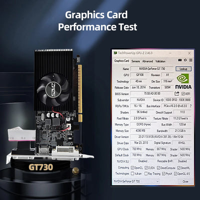 GT730 4GB DDR3 Video Card GT 730 Graphics Card HD VGA DVI Port PCI-E2.0 16X Computer Gaming Graphics Cards Mute Fan GT610 1G/2G
