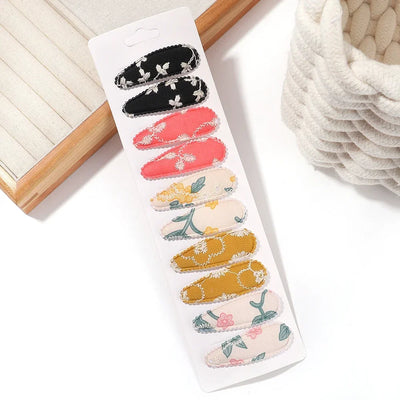 10Pcs/Lot Fresh Print Cotton Alloy Hair Clips for Kids Fabric Plaid BB Hairpins Girl Hairgripe Headwear Baby Hair Accessories