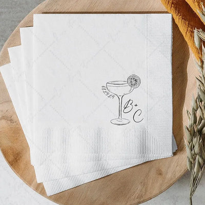 50pcs Personalized Paper Napkins for Wedding Cocktail Napkins Initials Customized Dinner Napkin Party Decor Pet Portrait Napkins
