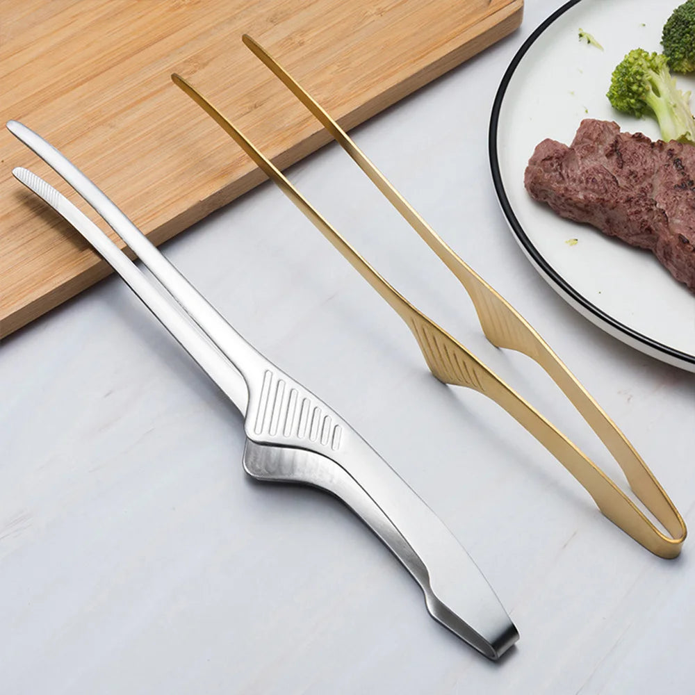 Stainless Steel BBQ Tongs Food Clip Outdoor Grilling Clamp Kitchen Baking Bread Tweezer Barbecue Cooking Tool for Picnic Camping