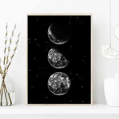 Black White Art Moon Phase Posters Aesthetic Canvas Prints Painting Wall Picture for Living Room Bar Cafe Home Decor Cuadros