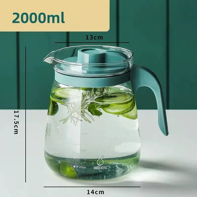 Large Capacity Glass Kettle High Temperature Resistance Water Bottle Household Transparent Teapot Coffee Jug Drinking Utensil