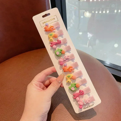 10 PCS New Baby Hairpin Fruit Bows Cartoon Hair Clips Baby Side Bangs Clip for Kawaii Girls Headdress Accessories Baby Bows