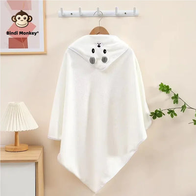 0-3Y Baby Shower Unisex Baby Bathrobe Flannel Cloak Cartoon Boy Girl Ultra-Soft Hooded Spa Robe Bath Towel Newborn Cover-Up