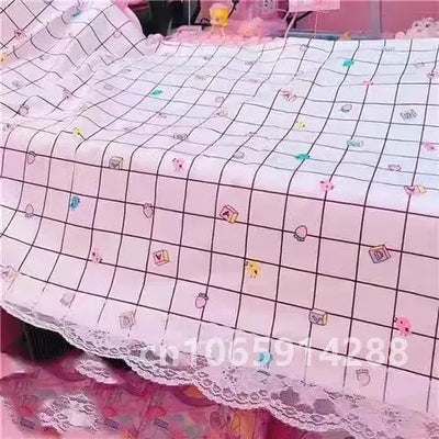 2023 Girls Hot Pink Tablecloth Ins Cute Plaid Desk Cloth Dormitory Computer Wallpaper Mat New Kawaii Room Decoration Table Cover