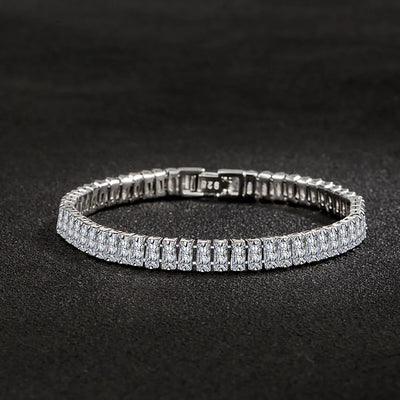 Noble 925 Sterling Silver Bracelet Chain Luxury Color Crystal Hand Jewelry For Women Charm Wedding Gift Party 18cm