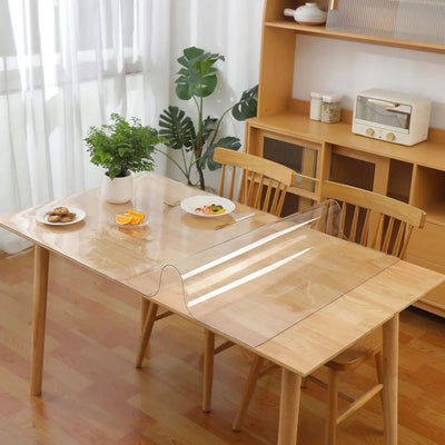 Soft Glass Tablecloth Transparent PVC Table Cloth Waterproof Oil Proof Kitchen Dining Rectangular Table Cover Matte Clear