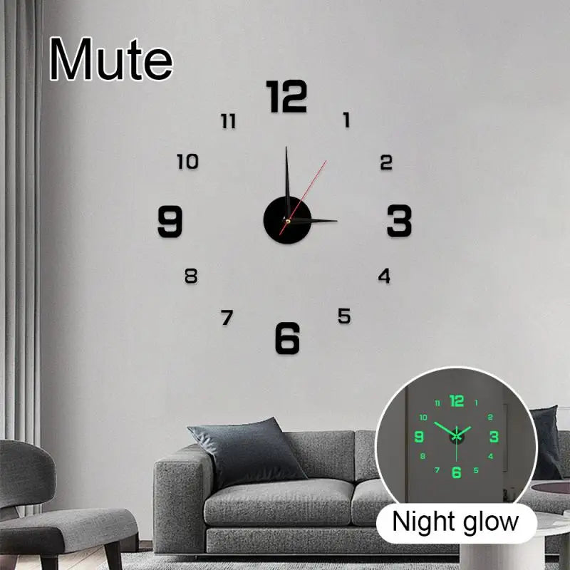 2025 Modern Design Large Wall Clock 3D DIY Quartz Clocks Fashion Watches Acrylic Mirror Stickers Living Room Home Decor Horloge