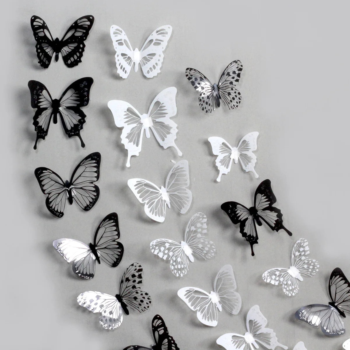 18pcs/lot Black Crystal Butterflies 3d Wall Sticker Beautiful Butterfly Living Room for Kids Room Wall Decals Home Decoration