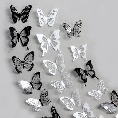 18pcs/lot Black Crystal Butterflies 3d Wall Sticker Beautiful Butterfly Living Room for Kids Room Wall Decals Home Decoration