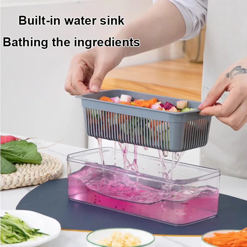 16 in 1 Multifunctional Vegetable Chopper Onion Chopper Handle Food Grid Food Chopper Kitchen Vegetable Slicer Dicer